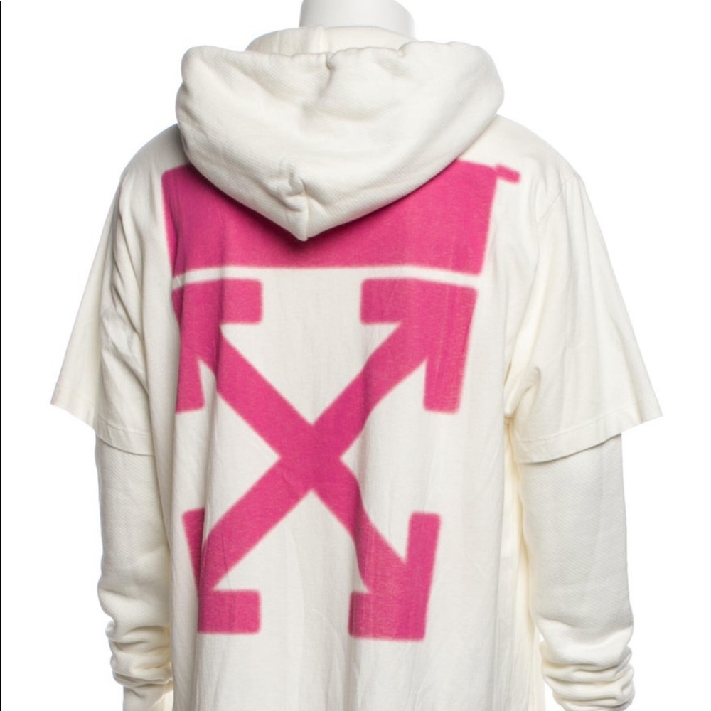 Off-White Virgil Abloh World Globe Hands Logo Hoodie Tee - Picture 5 of 6
